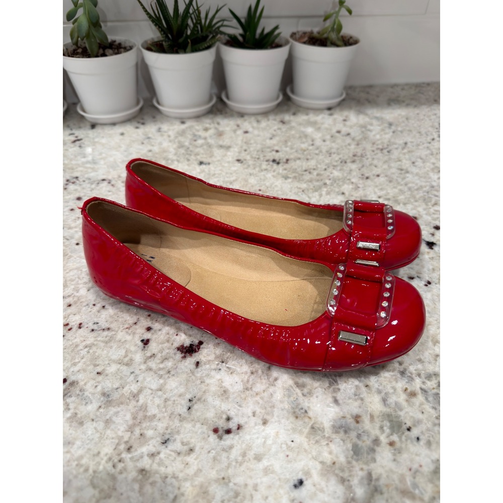 Stuart Weitzman Red Patent Leather Ballet Flats Size 6